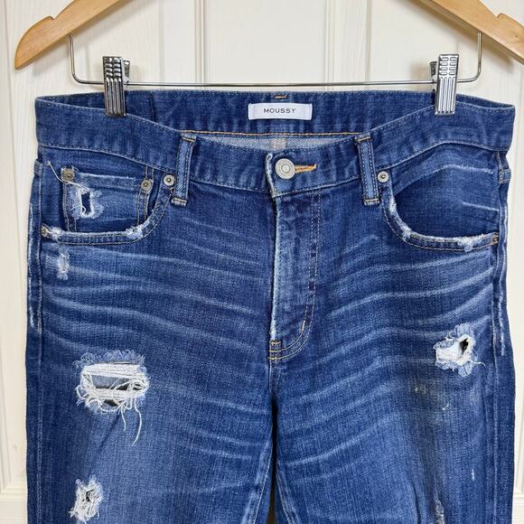 Moussy Vintage ISKO Comfort Ace Skinny Jeans Blue Distressed Ripped Women’s 30 - Picture 3 of 9
